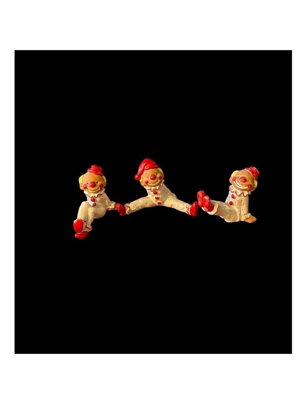 3 Vintage Napco Clay Clown Collectible Figurine Napcoware